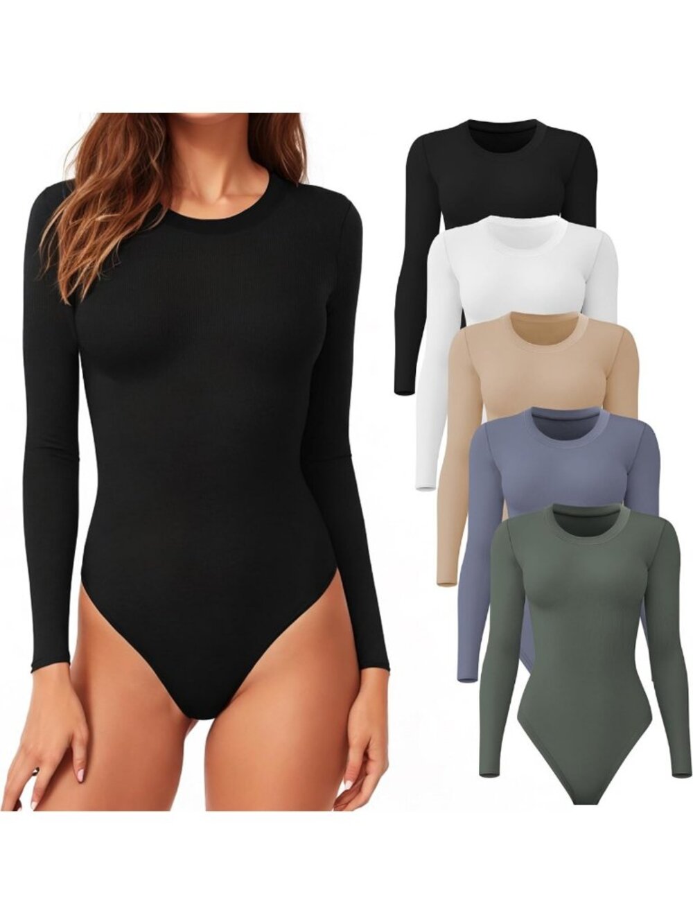 4/5 Pack Long Sleeve Bodysuits for Women - Soft, Stylish, Versatile Essentials